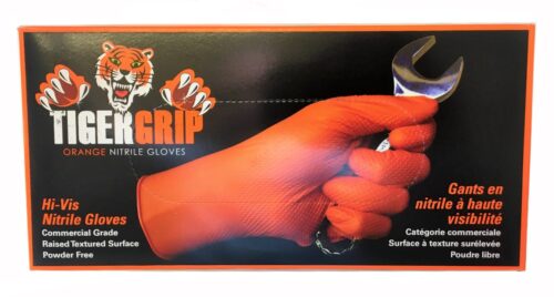 Kunzer Gants jetables en nitrile Orange Tiger Grip Taille M